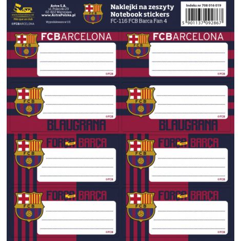 Naklejki na zeszyty Astra FC Barcelona, 8szt